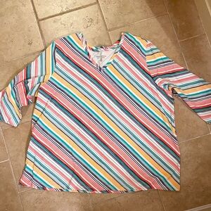 Jessica London 26/28 Colorful Striped V-Neck Top